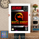 Mortal Kombat Super Nintendo GAME INSPIRED THEME Retro Gaming Poster A4 A3 A2 Or A1