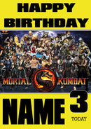 Retro Gaming Mortal Kombat THEME INSPIRED Kids Adult Personalised Birthday Card 2