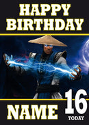 Mortal Kombat Design Raiden 2 THEME INSPIRED Kids Adult Personalised Birthday Card Birthday Card