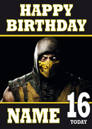 Mortal Kombat Design Scorpion 2 THEME INSPIRED Kids Adult Personalised Birthday Card Birthday Card