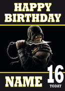 Mortal Kombat Design Scorpion THEME INSPIRED Kids Adult Personalised Birthday Card Birthday Card