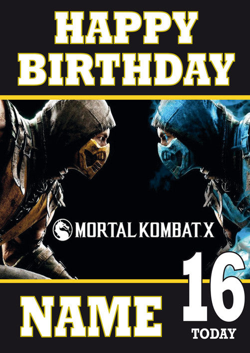 Mortal Kombat Design Scorpion Vs Sub Zero 2 THEME INSPIRED Kids Adult Personalised Birthday Card Birthday Card