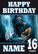Mortal Kombat Sub Zero 2 THEME INSPIRED Kids Adult Personalised Birthday Card Birthday Card