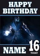 Mortal Kombat Sub Zero THEME INSPIRED Kids Adult Personalised Birthday Card Birthday Card