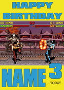 Retro Gaming Mortal Kombat THEME INSPIRED Kids Adult Personalised Birthday Card