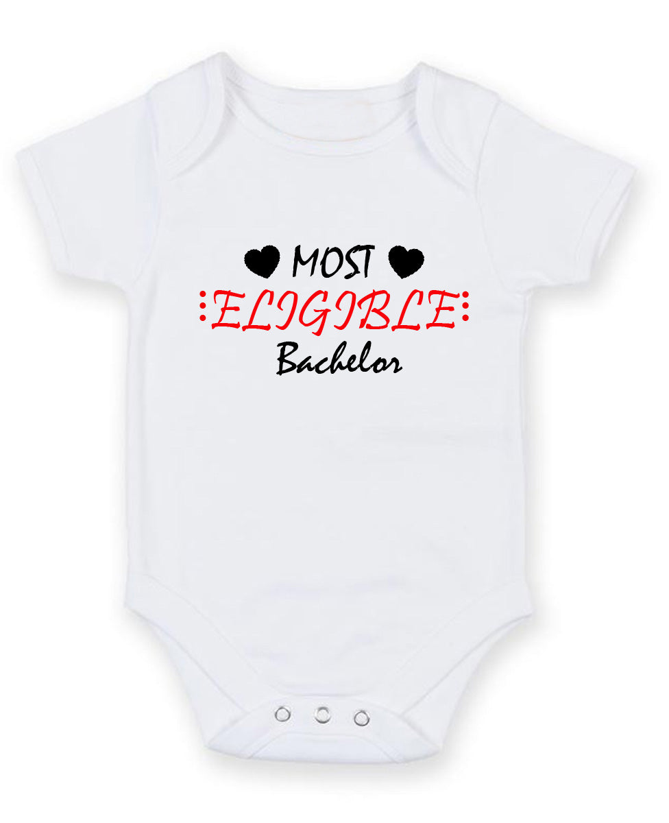Most Eligible Bachelor Personalised Baby Boy Girl Unisex Short Sleeve Bodysuit