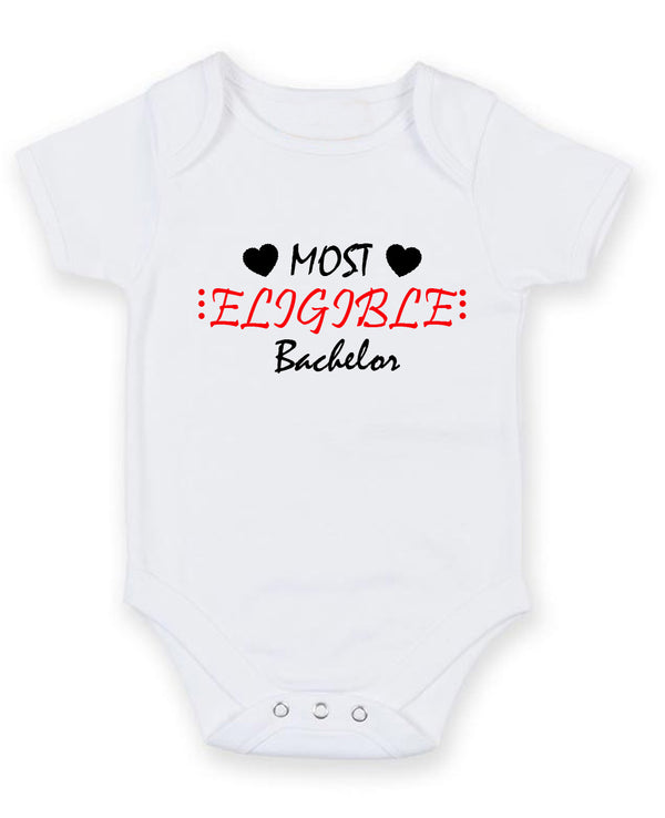 Most Eligible Bachelor Personalised Baby Boy Girl Unisex Short Sleeve Bodysuit