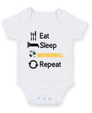 Motherwell Eat Sleep Repeat Football Fan Baby Grow Bodysuit