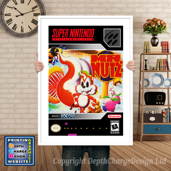 Mr. Nutz Super Nintendo Game Inspired Theme Retro Gaming Poster
