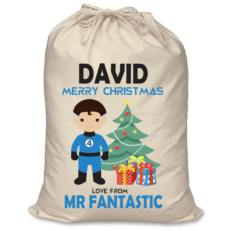 PERSONALISED Cartoon Inspired Super Hero Fantastic DAVID - XL Children's Christmas Santa Sack CUSTOMISE Present