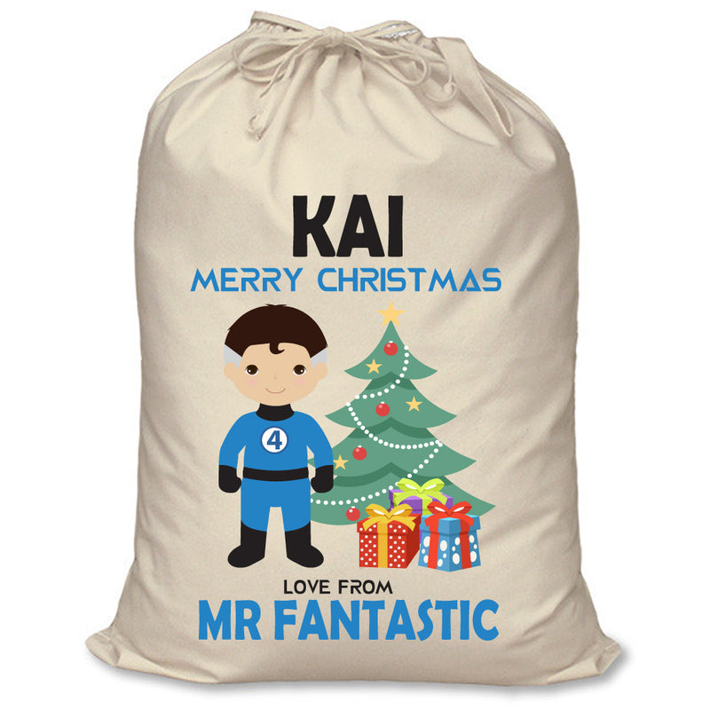 PERSONALISED Cartoon Inspired Super Hero Fantastic KAI - XL Children's Christmas Santa Sack CUSTOMISE Present