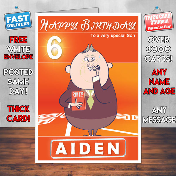 Mr Hobson Style Theme Personalised Kidshows Birthday Card (SA)