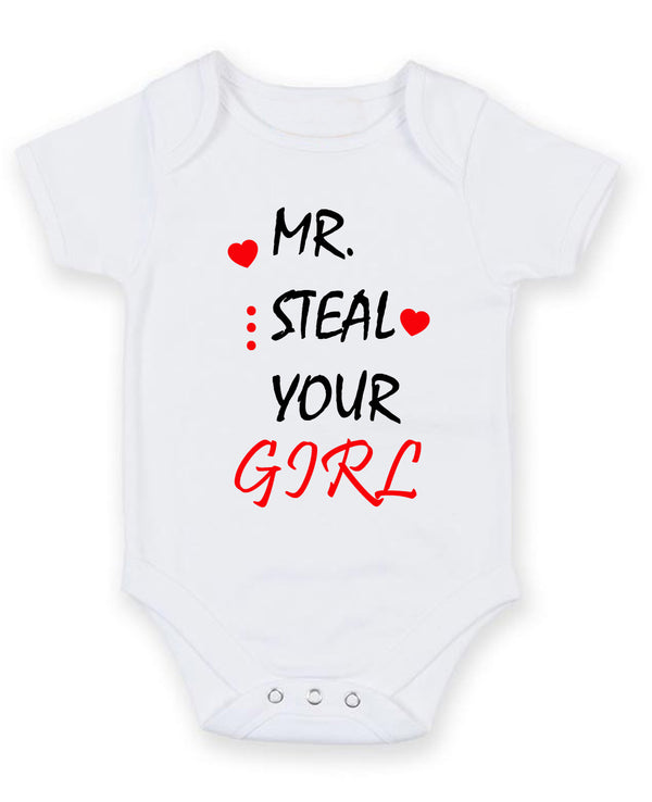 Mr Steal Your Girl Personalised Baby Boy Girl Unisex Short Sleeve Bodysuit