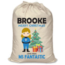 PERSONALISED Cartoon Inspired Super Hero Fantastic BROOKE - XL Children's Christmas Santa Sack CUSTOMISE Present