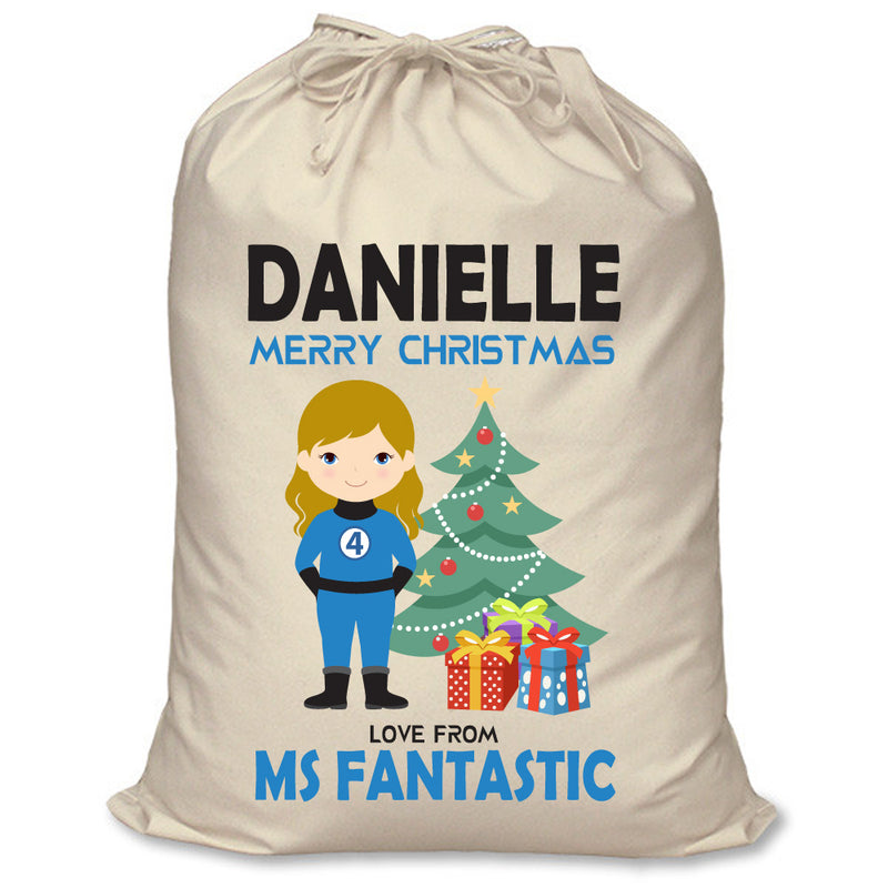 PERSONALISED Cartoon Inspired Super Hero Fantastic DANIELLE - XL Children's Christmas Santa Sack CUSTOMISE Present