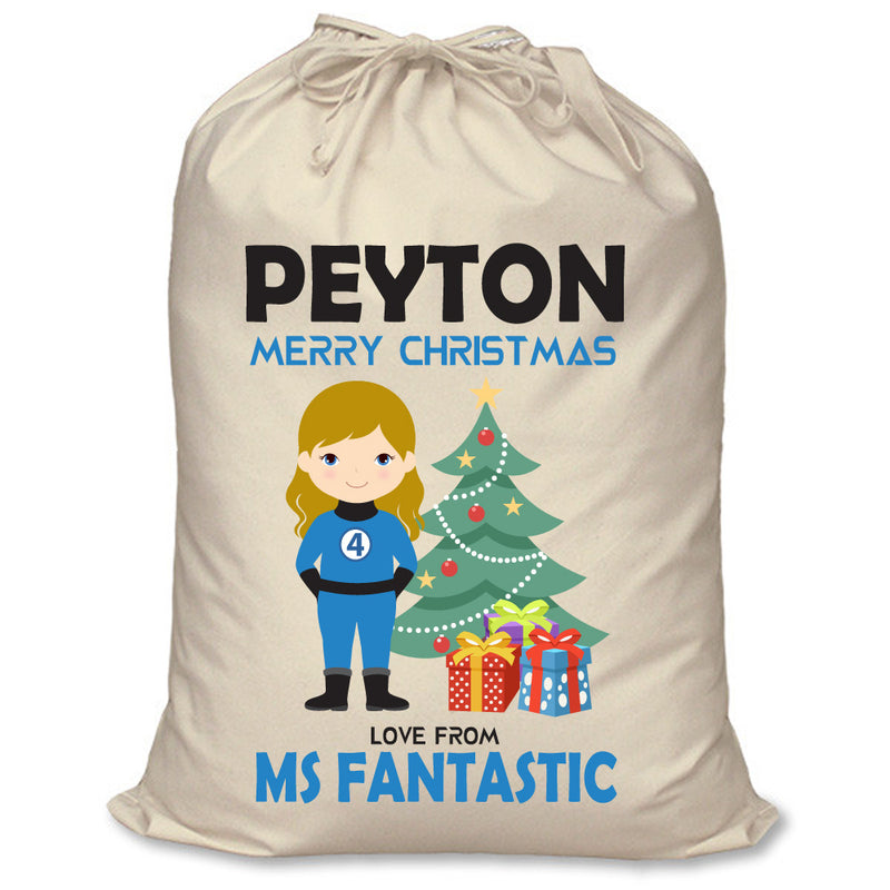 PERSONALISED Cartoon Inspired Super Hero Fantastic PEYTON - XL Children's Christmas Santa Sack CUSTOMISE Present