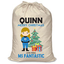 PERSONALISED Cartoon Inspired Super Hero Fantastic QUINN - XL Children's Christmas Santa Sack CUSTOMISE Present