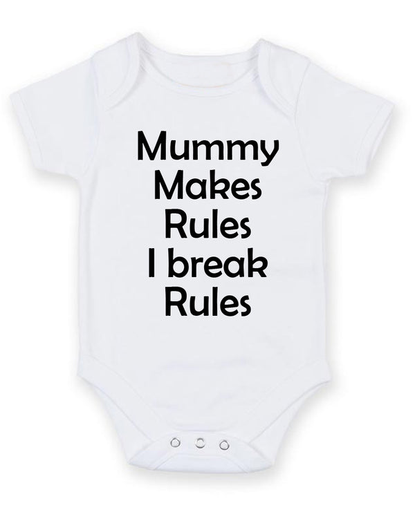 Mummy Make Rules Personalised Baby Boy Girl Unisex Short Sleeve Bodysuit