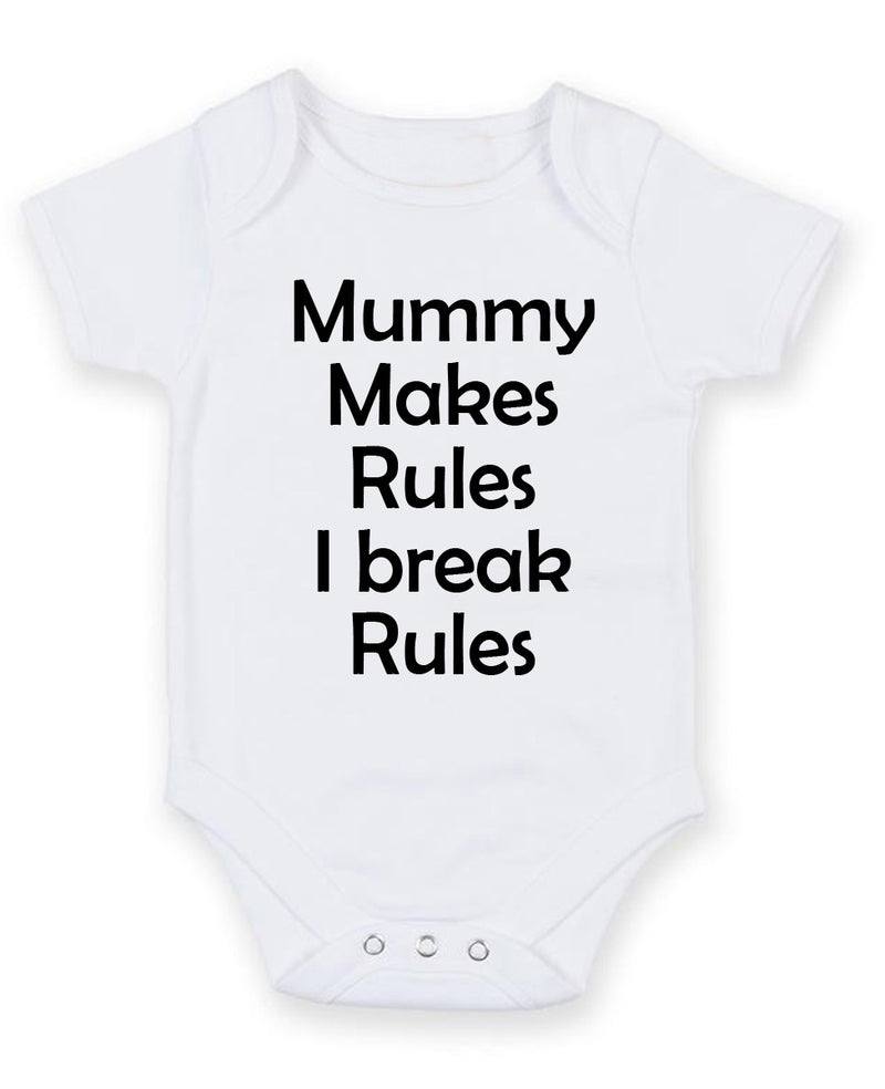 Mummy Make Rules Personalised Baby Boy Girl Unisex Short Sleeve Bodysuit