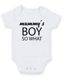Mummy's Boy So What Personalised Baby Boy Girl Unisex Short Sleeve Bodysuit