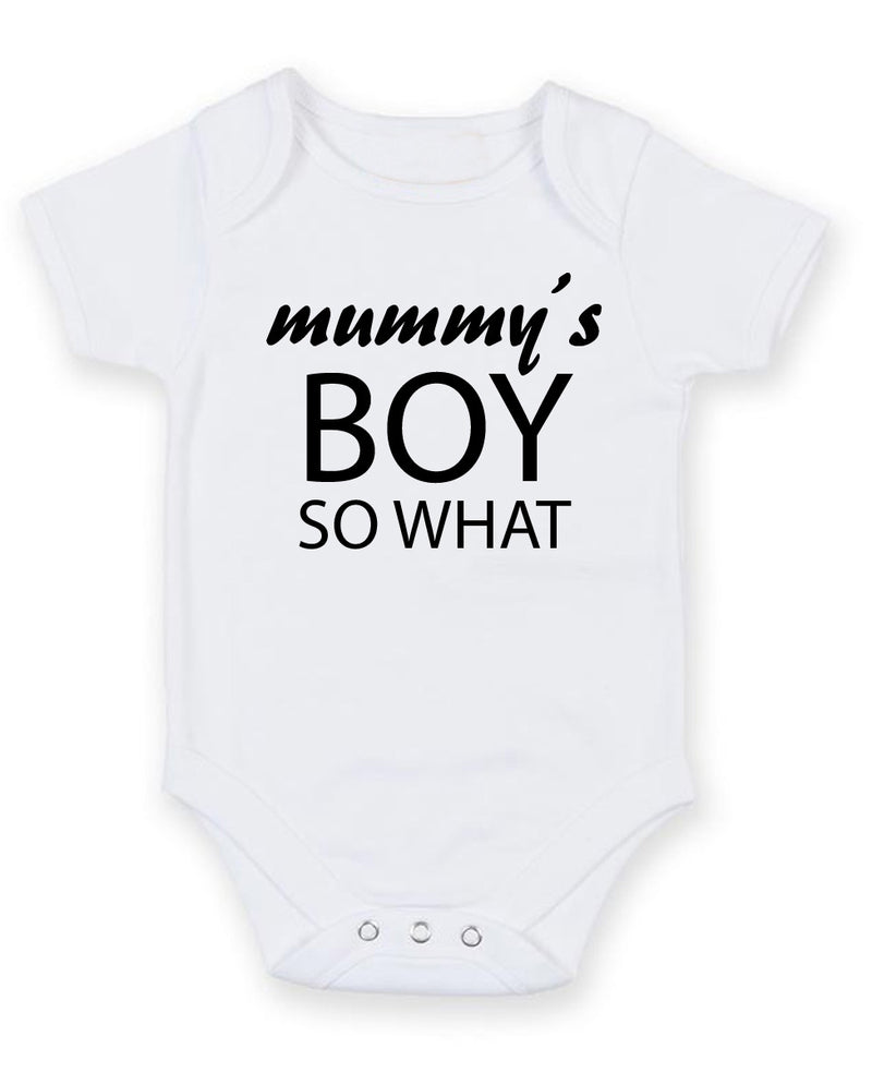 Mummy's Boy So What Personalised Baby Boy Girl Unisex Short Sleeve Bodysuit