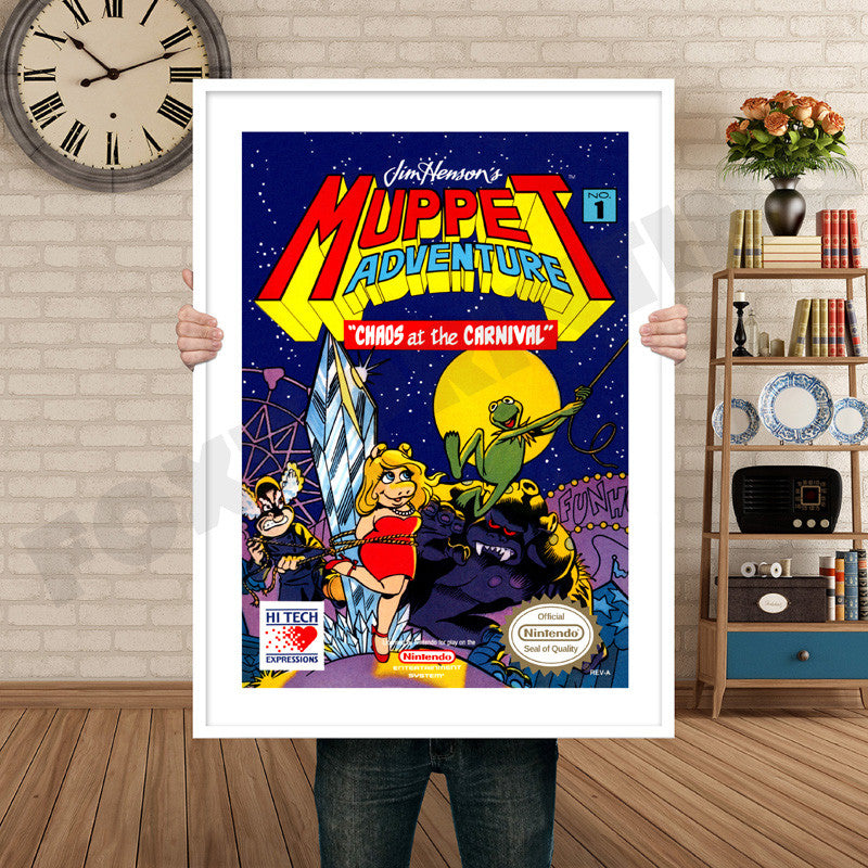 Muppet Adventure Chaos At The Carnival Retro GAME INSPIRED THEME Nintendo NES Gaming A4 A3 A2 Or A1 Poster Art 411