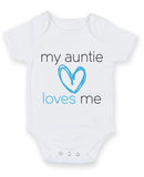 My Auntie Loves me Heart 2 Baby Grow Bodysuit