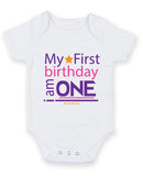 My First Birthday I am One Baby Grow Bodysuit