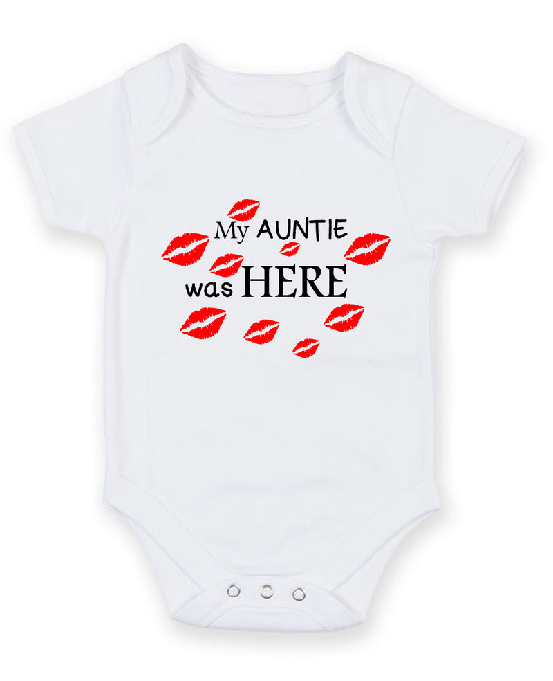 My Auntie Was Here Personalised Baby Boy Girl Unisex Short Sleeve Bodysuit