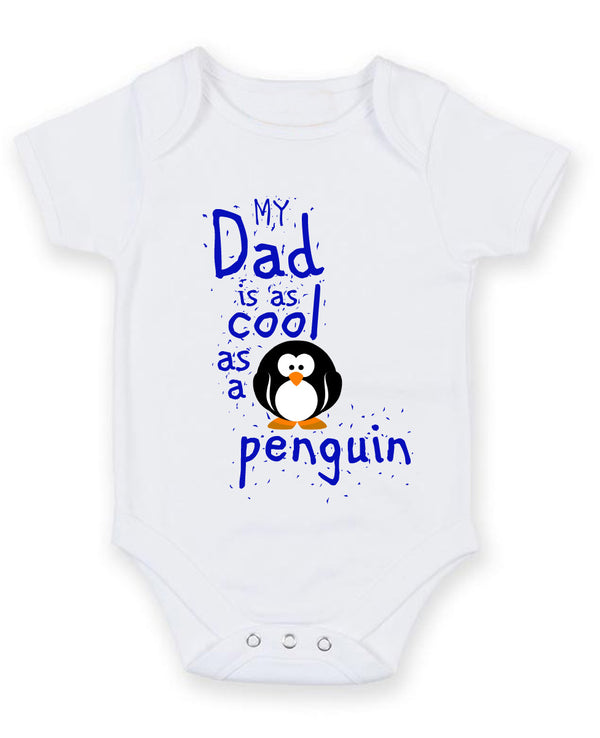 My Dad Is As Cool As Penguin Personalised Baby Boy Girl Unisex Short Sleeve Bodysuit