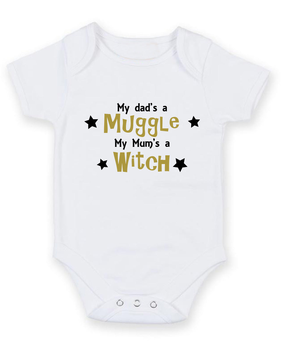 My Dad's A Muggle. Personalised Baby Boy Girl Unisex Short Sleeve Bodysuit