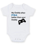 My Daddy Plays PS4 Better Personalised Baby Boy Girl Unisex Short Sleeve Bodysuit