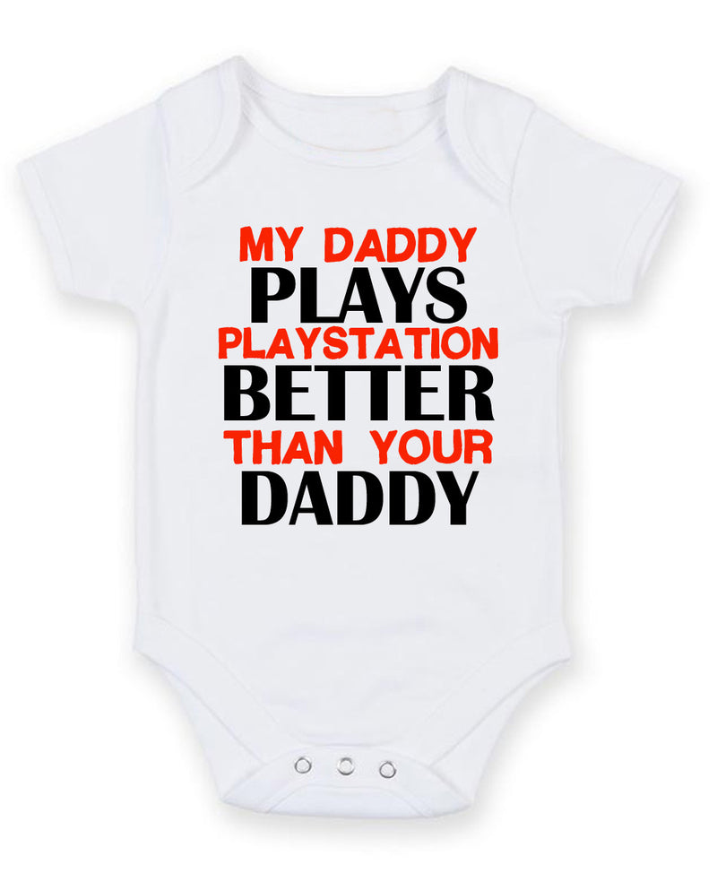 My Daddy Plays Playstation Personalised Baby Boy Girl Unisex Short Sleeve Bodysuit