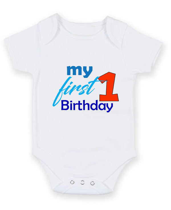 My First Birthday Personalised Baby Boy Girl Unisex Short Sleeve Bodysuit