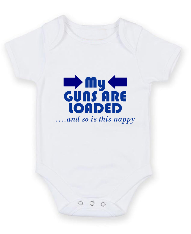 My Guns Are Loaded Personalised Baby Boy Girl Unisex Short Sleeve Bodysuit