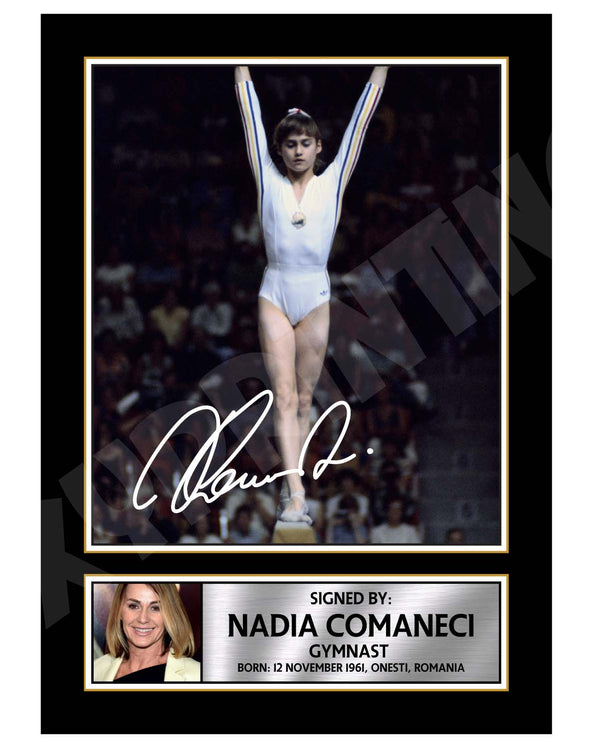 NADIA COMANECI 2 Football Player Printed Signature Print