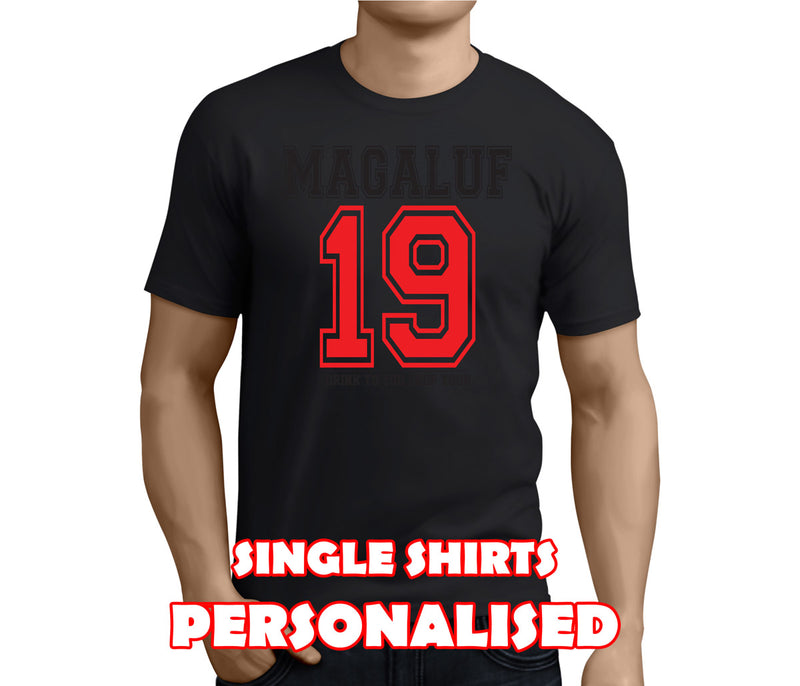 Name and Number Colour Custom Stag T-Shirt - Any Name - Party Tee
