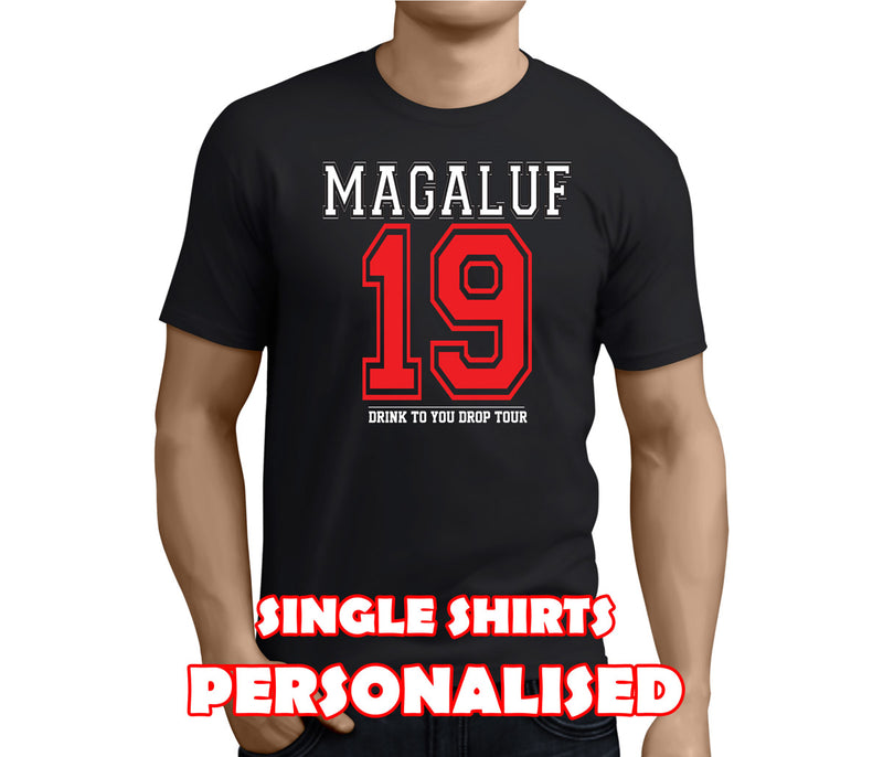 Name and Number White Custom Stag T-Shirt - Any Name - Party Tee