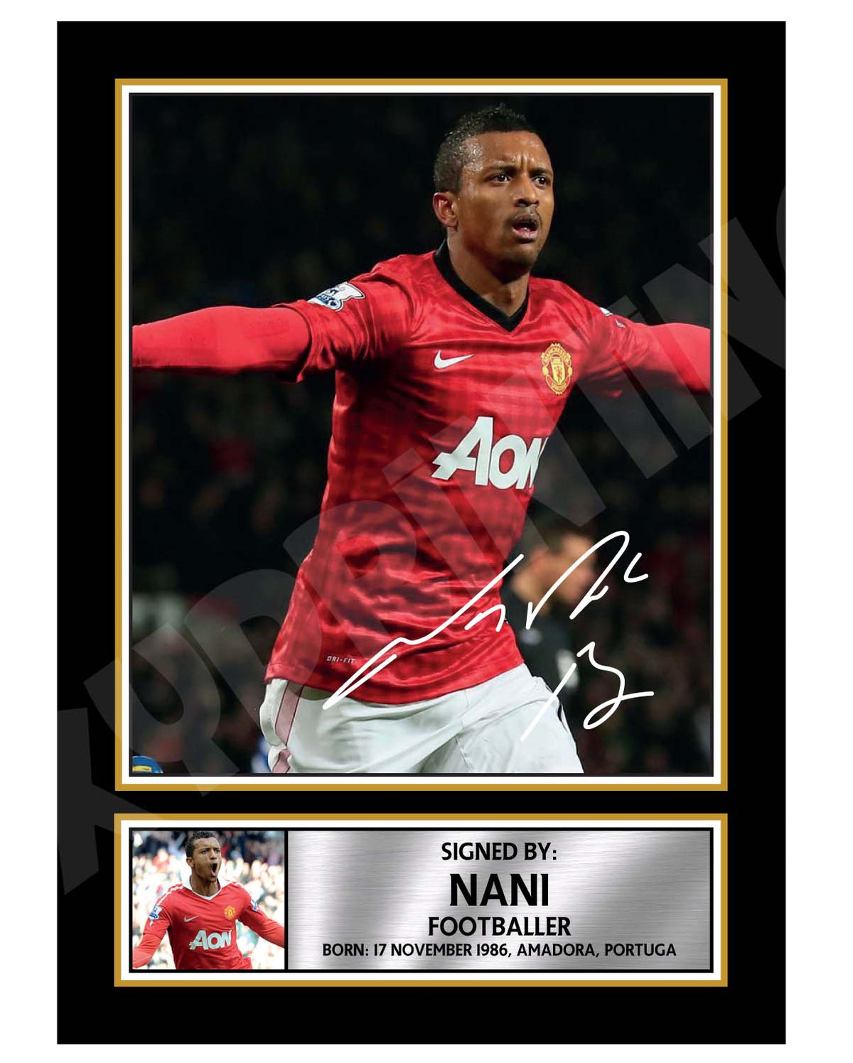 NANI (1) Football Player Printed Signature Print – NANI Football Player Printed Signature Print – A1 Print Only