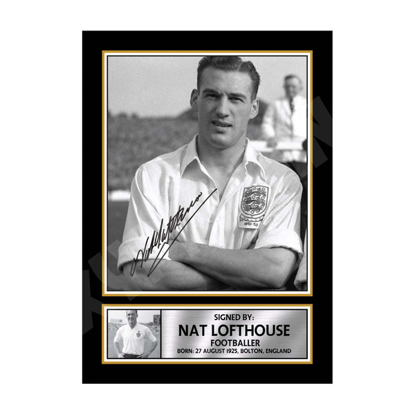 NAT LOFTHOUSE Football Player Printed Signature Print