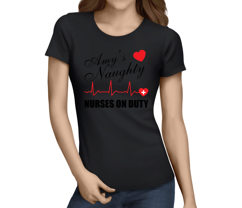 Naughty Nurses Colour Custom Hen T-Shirt - Any Name - Party Tee