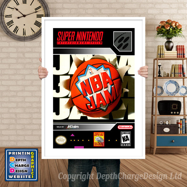 Nba Jam Super Nintendo Game Inspired Theme Retro Gaming Poster