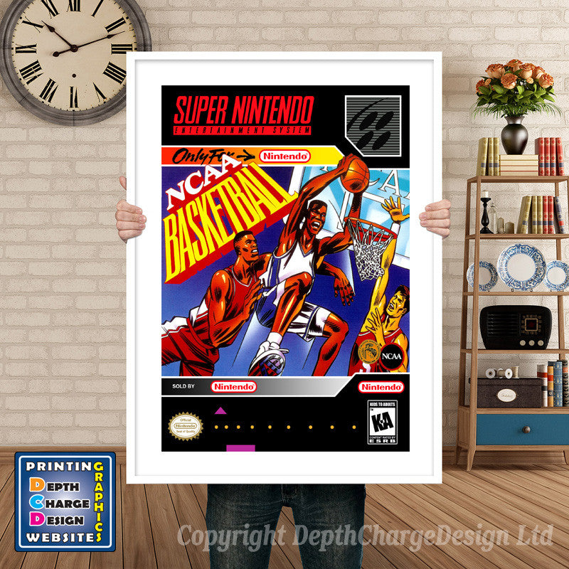 NCAA Basketball Super Nintendo GAME INSPIRED THEME Retro Gaming Poster A4 A3 A2 Or A1