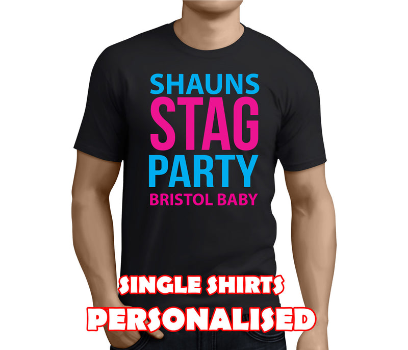Neon Stag Colour Custom Stag T-Shirt - Any Name - Party Tee