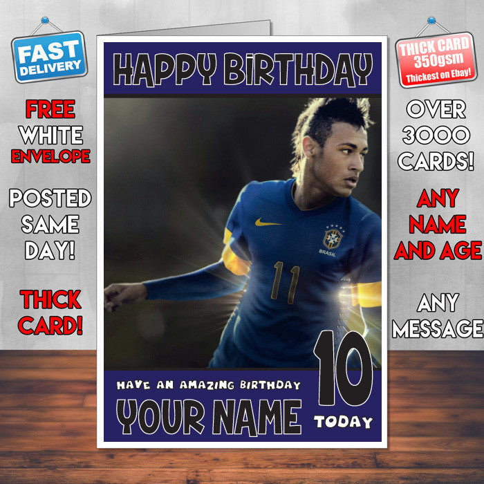 NEYMAR BM1 THEME INSPIRED Kids Adult Personalised Birthday Card Birthday Card