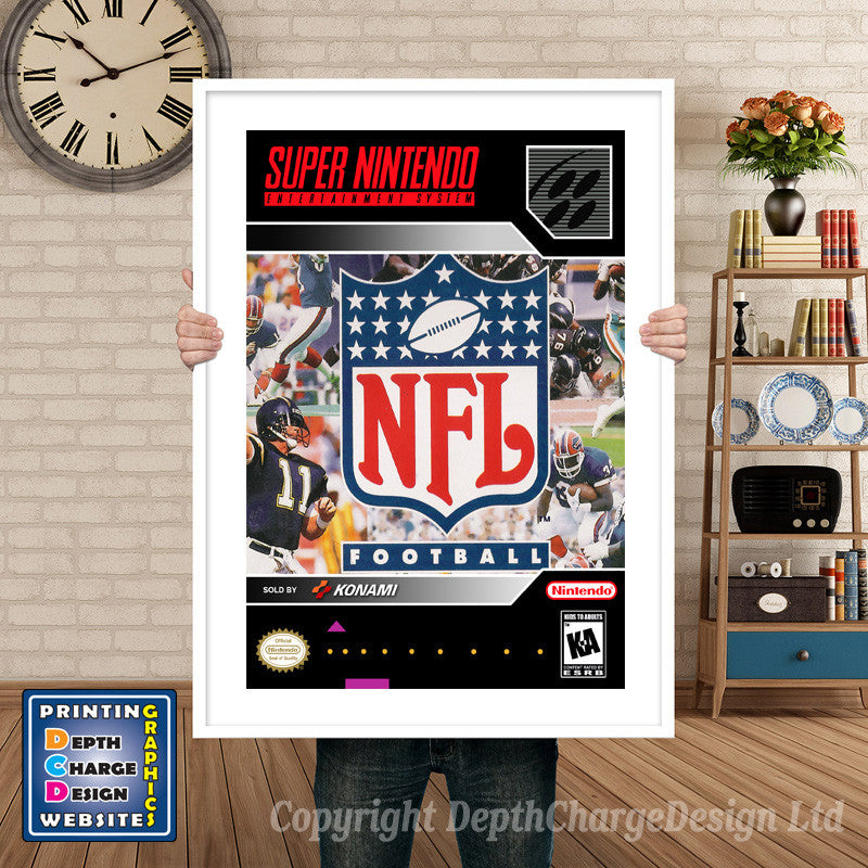 NFL Football Super Nintendo GAME INSPIRED THEME Retro Gaming Poster A4 A3 A2 Or A1