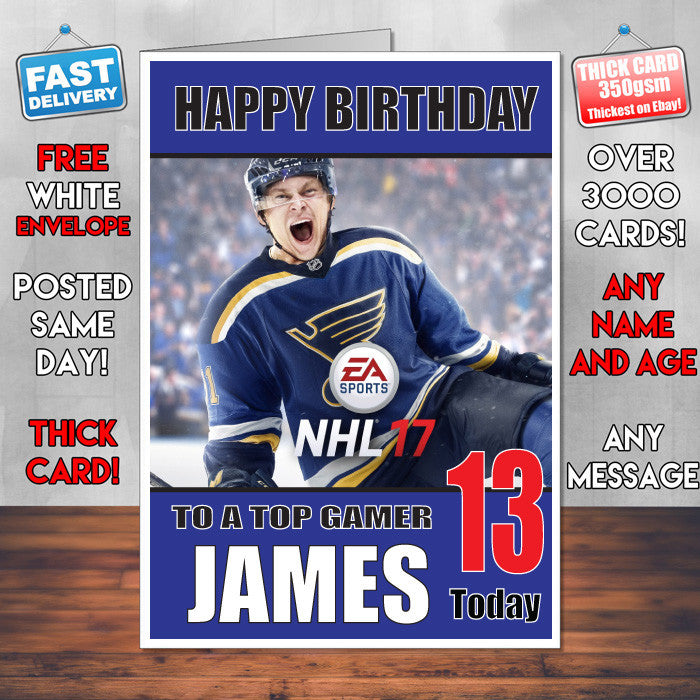 NHL 2017 BM2 THEME INSPIRED Kids Adult Personalised Birthday Card Birthday Card