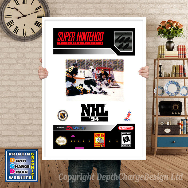 NHL 94 Super Nintendo GAME INSPIRED THEME Retro Gaming Poster A4 A3 A2 Or A1