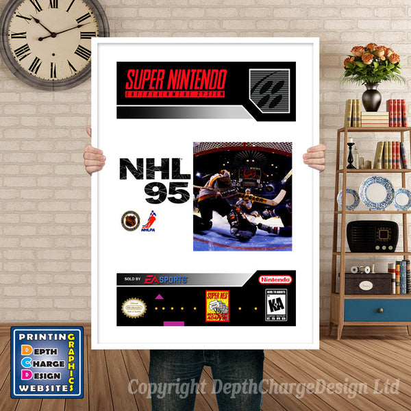 Nhl 95 Super Nintendo Game Inspired Theme Retro Gaming Poster