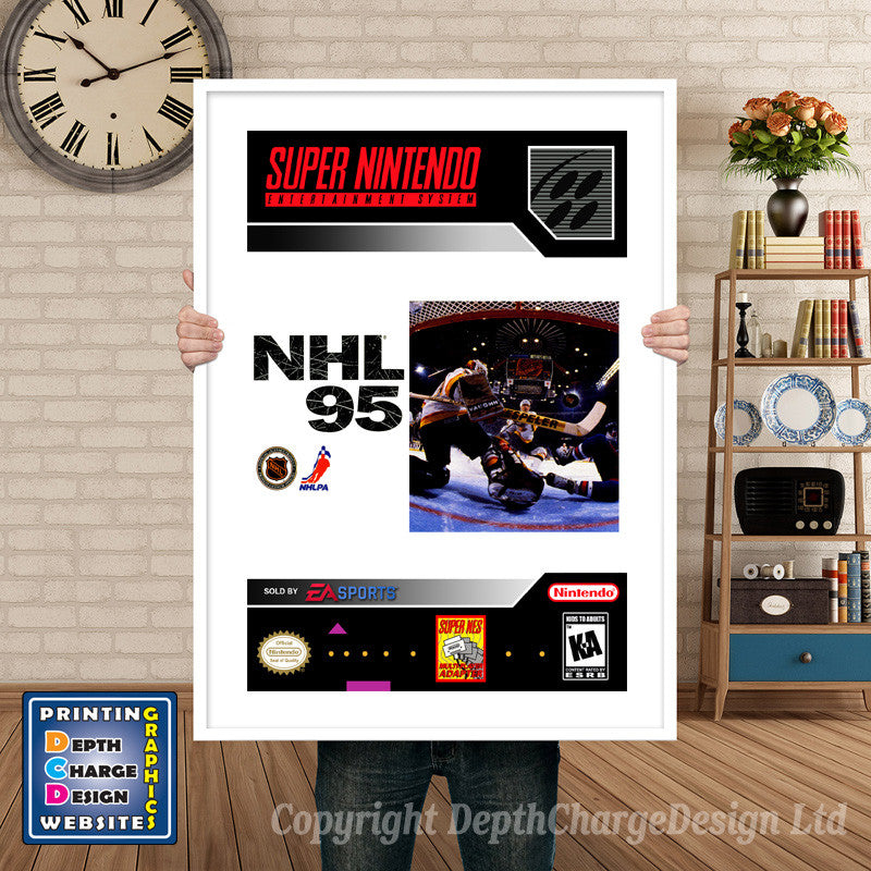 NHL 95 Super Nintendo GAME INSPIRED THEME Retro Gaming Poster A4 A3 A2 Or A1